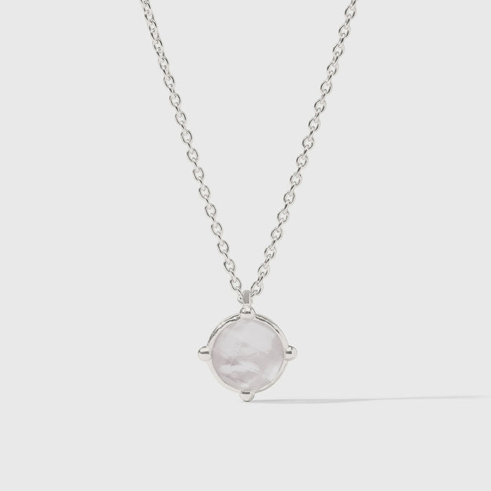 Honeybee Solitaire Necklace - Silver Iridescent Clear Crystal
