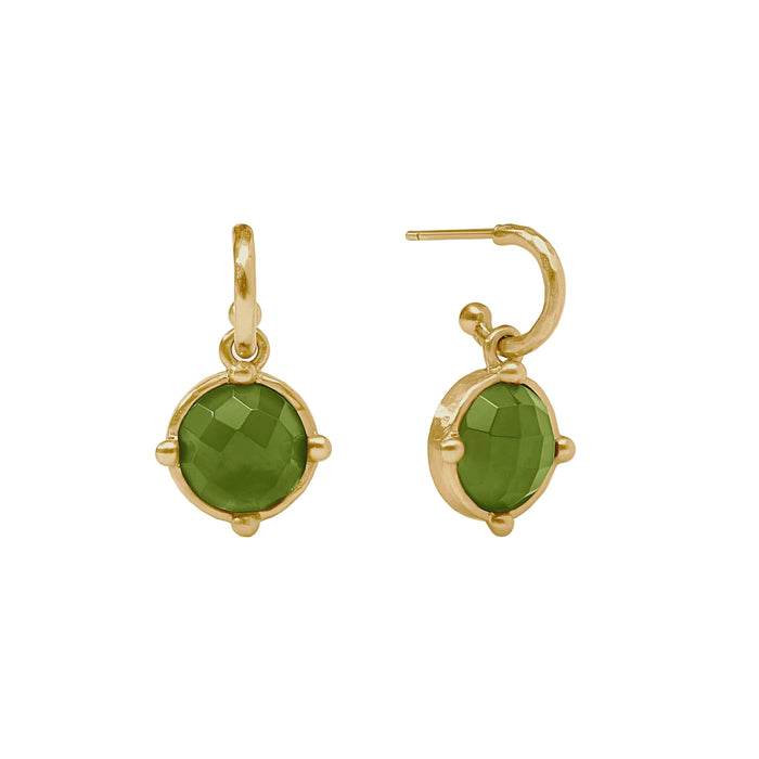 Honeybee Hoop & Charm Earring - Iridescent Palmetto Green