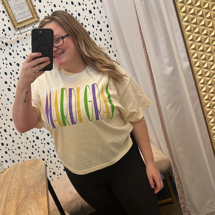 Mardi Gras Graphic Crop Tee