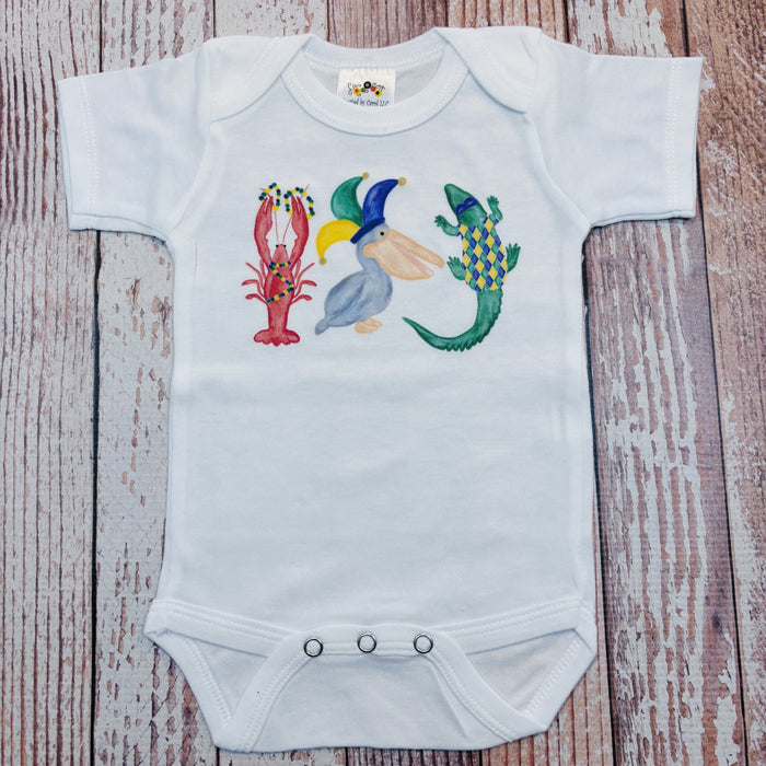 Mardi Gras Bayou Friends Onesie