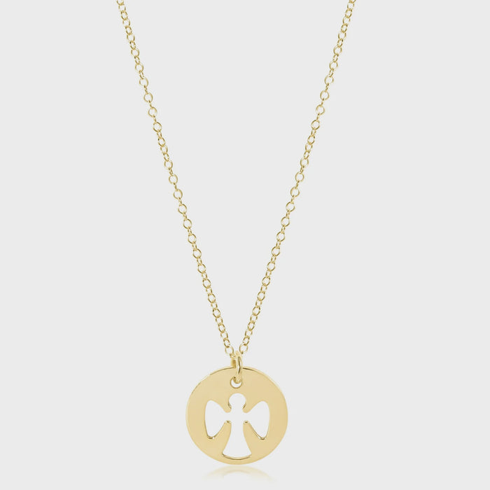 16" Necklace Gold - Guardian Angel Gold Disc