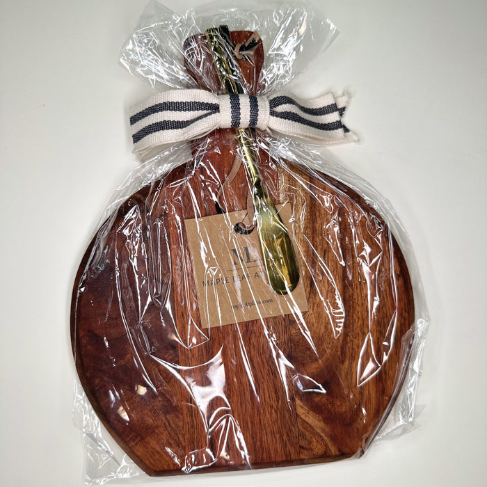 Acacia Bevel Board Medium with Gold Spreader