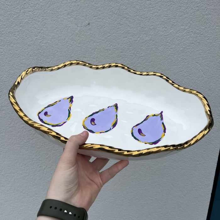 Mardi Gras Oyster Gold Rim Oval Platter