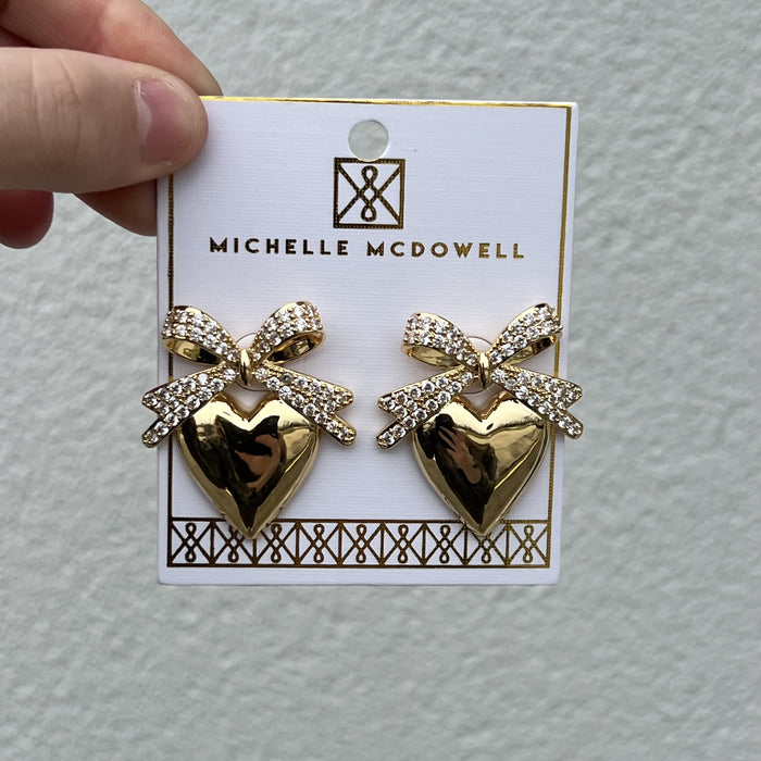 Penelope Bow and Heart Earrings