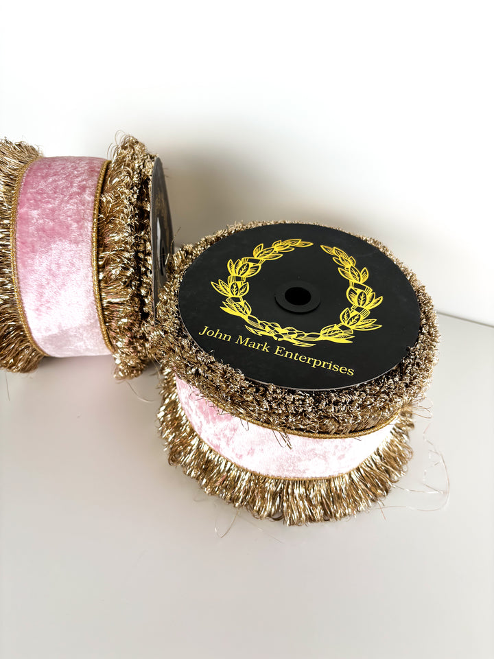 Pink Velvet DBL Sided Trim/Back Metallic Dupion 4 x 10yd