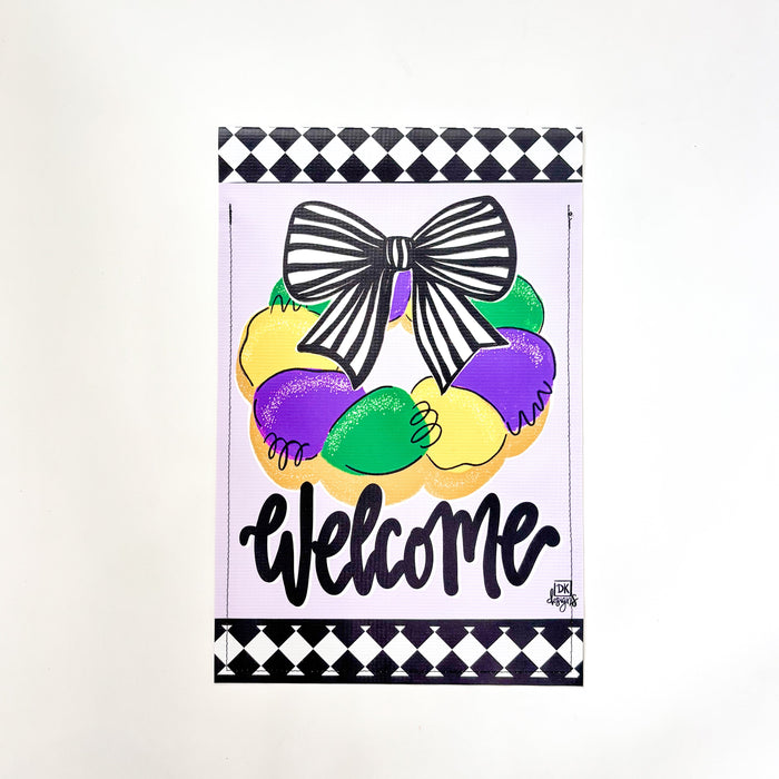 King Cake Bow Garden Flag