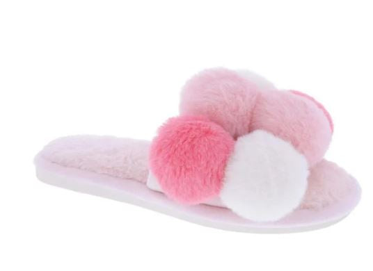 Pink Pom Open Toe Slipper (Small)