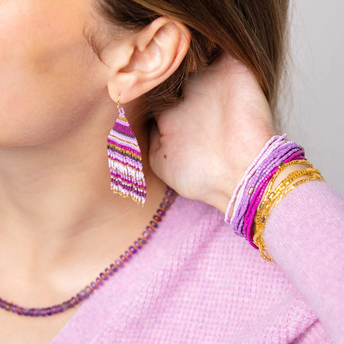 Chelsea 18 Strand Luxe Beaded Bracelet Set - Purple