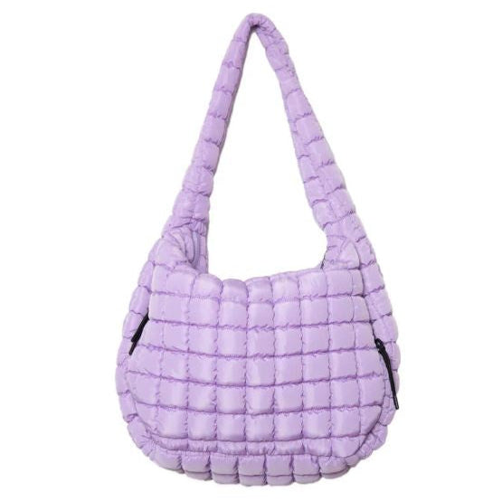 Light Purple Oversized Quilted Hobo Tote Bag