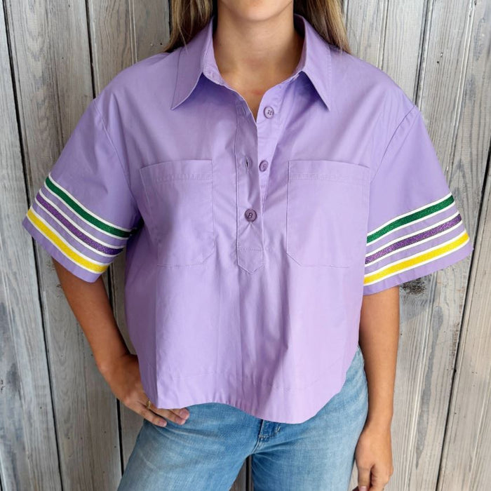 Mardi Gras Stripe Poplin Top