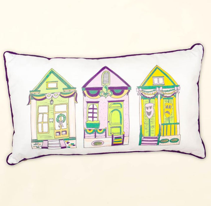 Mardi Gras Parade Houses Lumbar Pillow