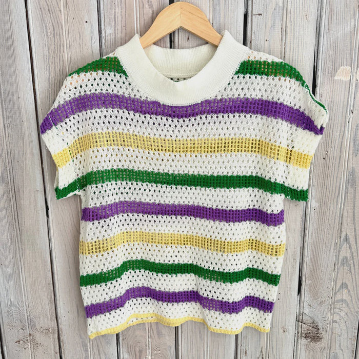 Ivory Mardi Stripe Loose Knit