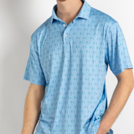 Men's Tee Off Performance Polo Blue/Green