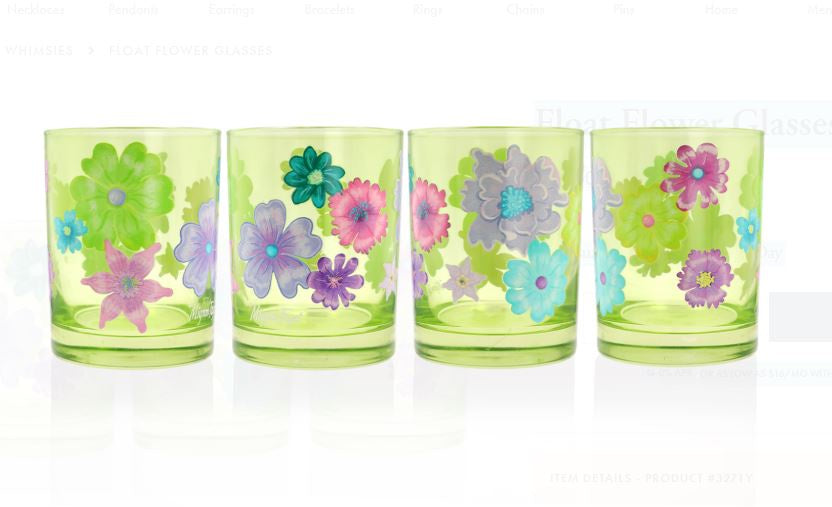 Mignon Faget Float Flower Rock Glasses (Set of 4)