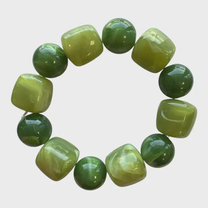 Mix Bead Stretch Bracelet - Greens
