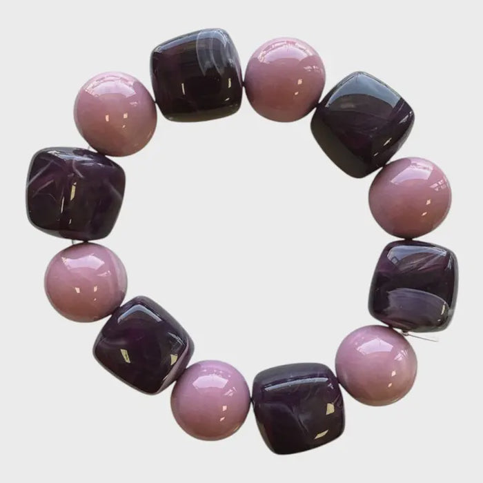 Mix Bead Stretch Bracelet - Purple and Lavender