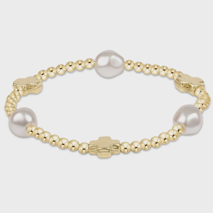 Signature Cross Admire Pearl Pattern 3mm Bead Bracelet