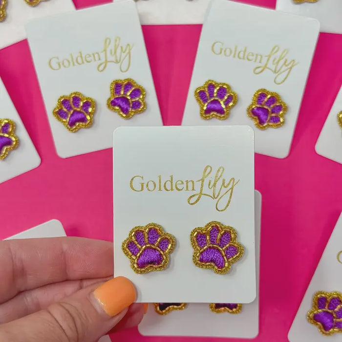 Paw Stud - Thread - Purple and Gold