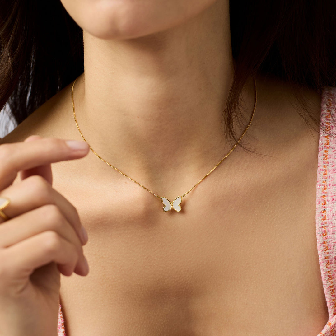 Papillon Delicate Necklace - Mother of Pearl