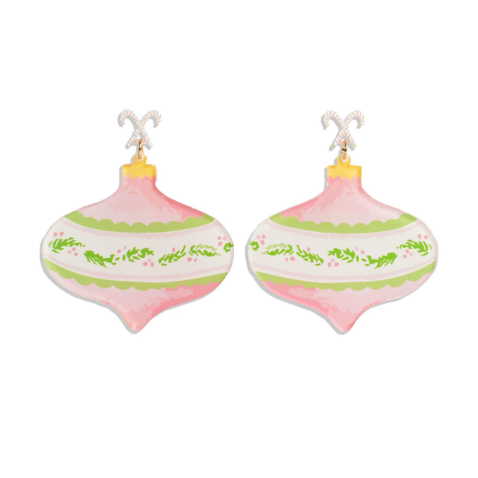 Pink Ornament Acrylic Earrings