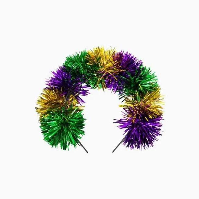 Purple, Green, and Gold Pom Pom Headband