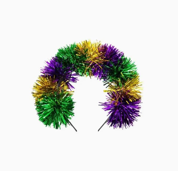 Purple, Green, and Gold Pom Pom Headband