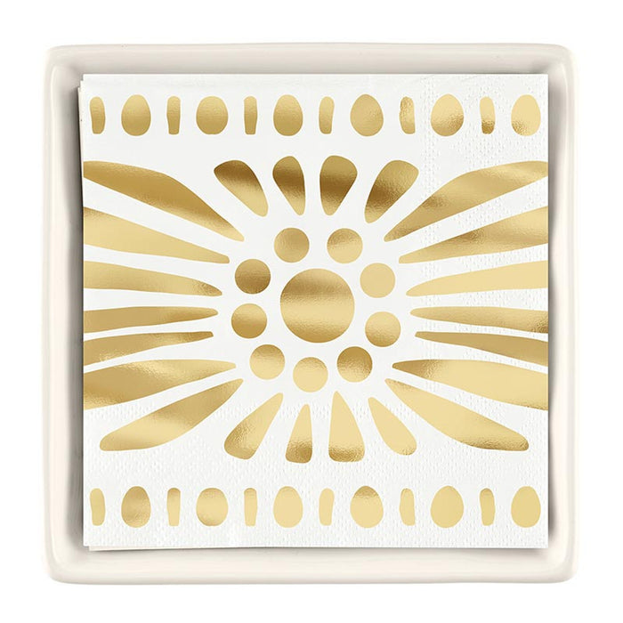 Ceramic Napkin Tray + Napkins - Moroccan Border