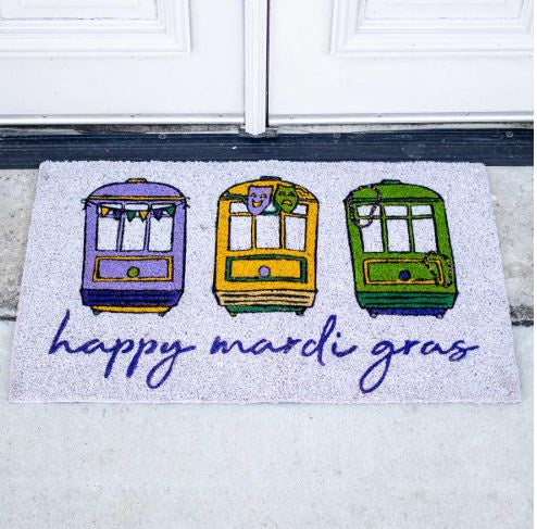 Streetcar Mardi Gras Coir Doormat