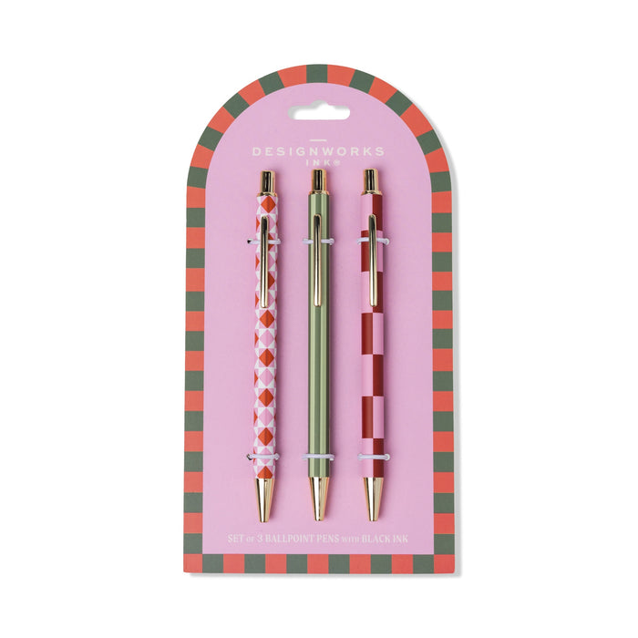 Pens - 3 Set - Diamond, Stripe, Check