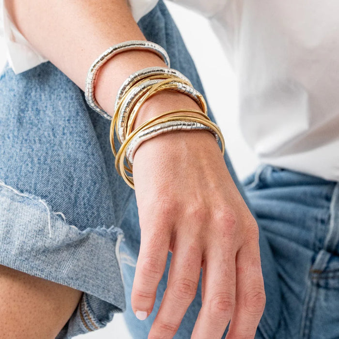 Lucille Round Bead Stretch Bracelet - Silver