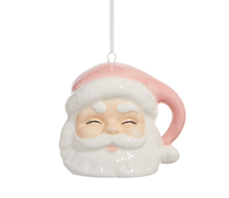 Pink Santa Ornament