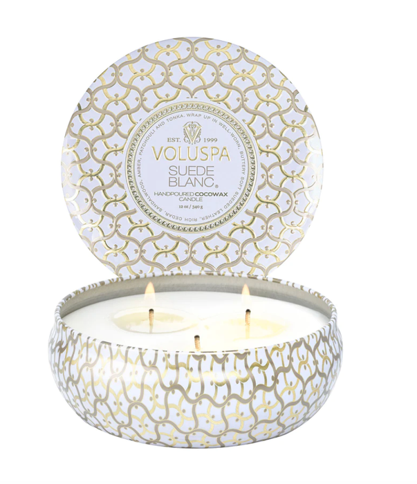 Suede Blanc 3 Wick Tin Candle