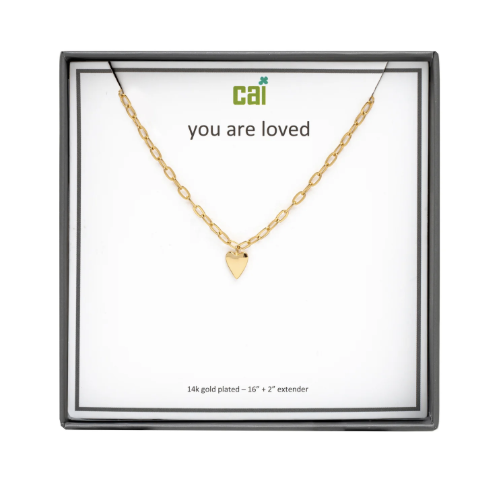 You Are Loved Necklace - Gold Plain Heart