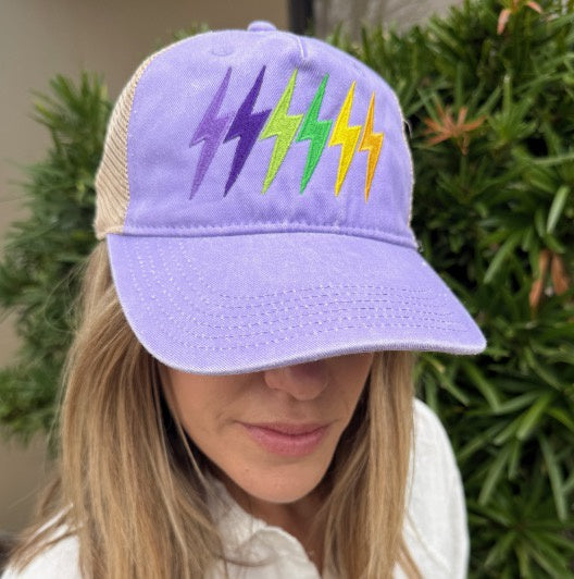 Mardi Gras Bolt Lavender Mesh Trucker Hat