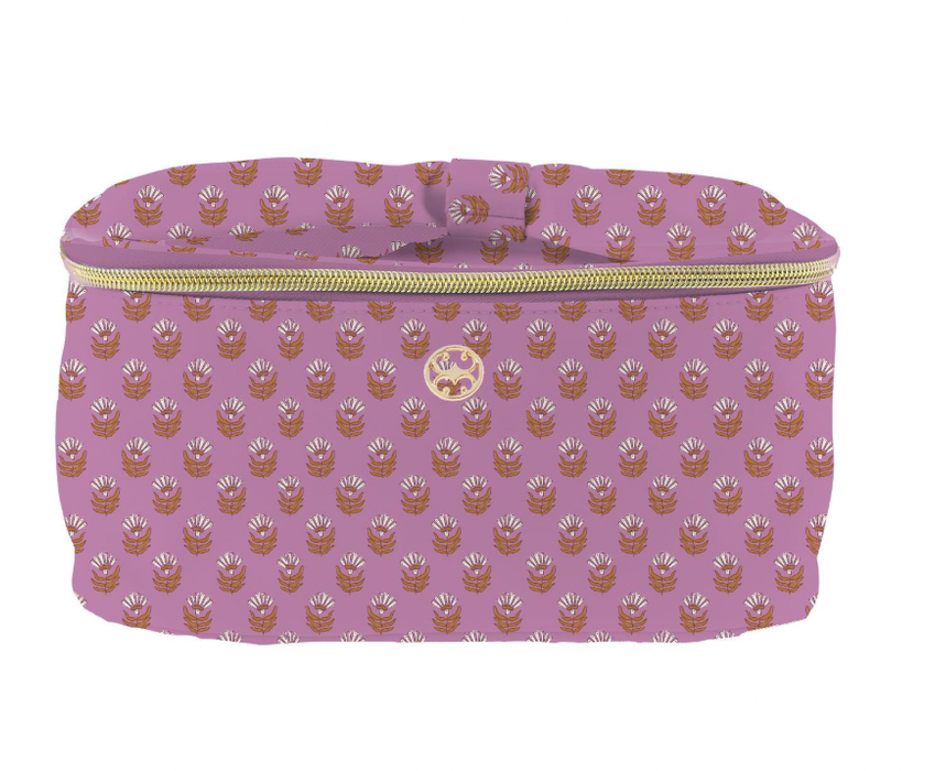 Kiss and Make Up Pink Floral Cosmetic Case