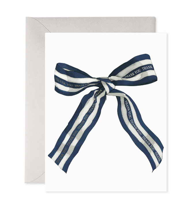 Big Navy Striped Bow Thank You