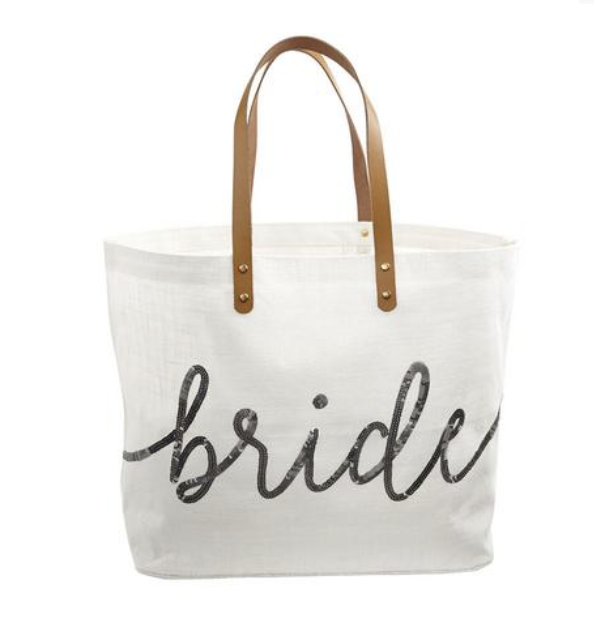 Silver Sequin Bride Tote