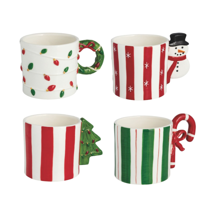 Whimsical Christmas Handle Mugs