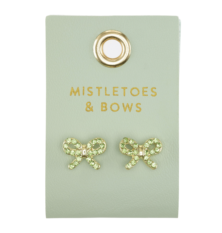Holiday Stud Love Earrings - Mistletoes + Bows