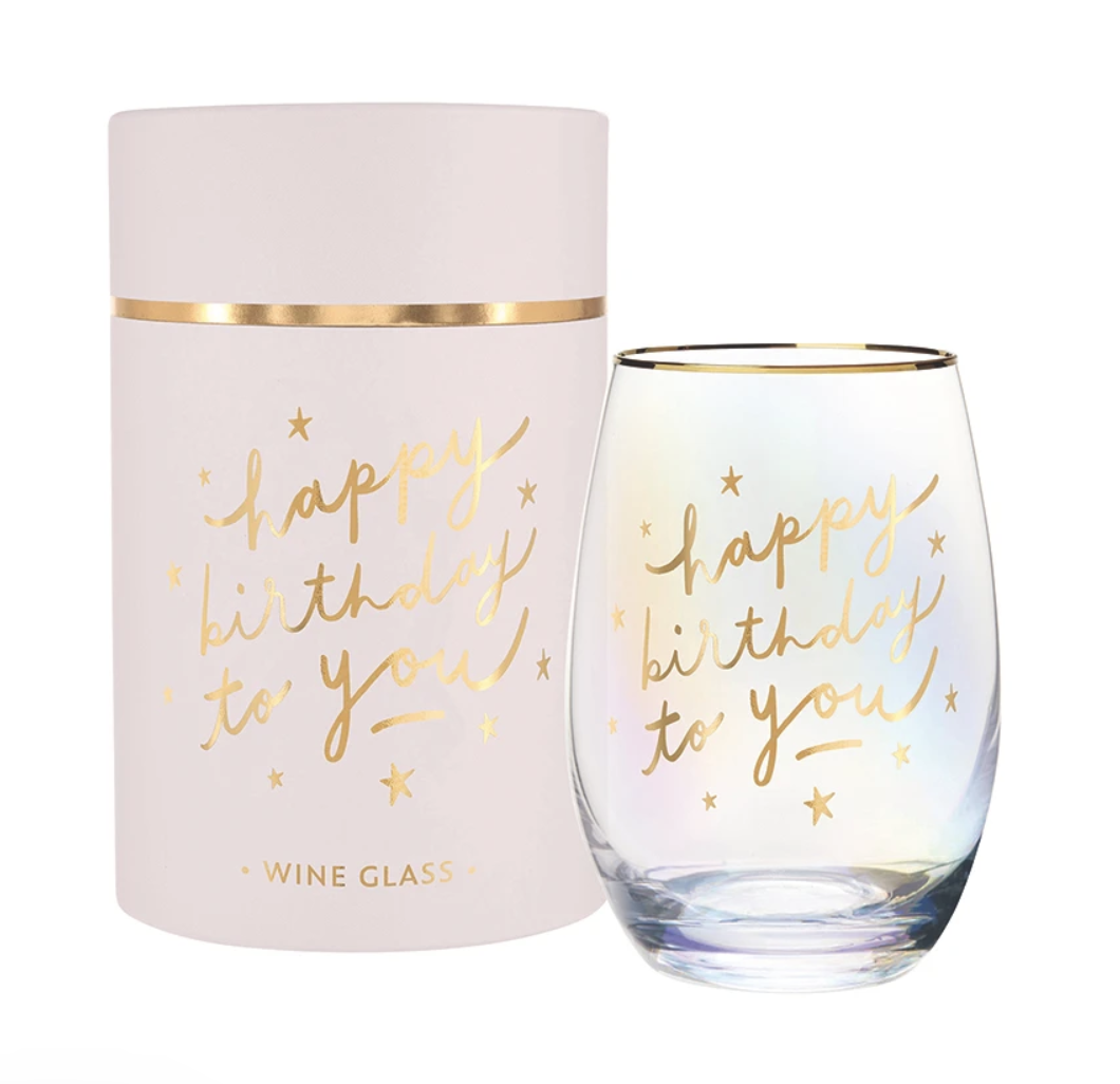 Stemless Wine Glass - Happy Birthday