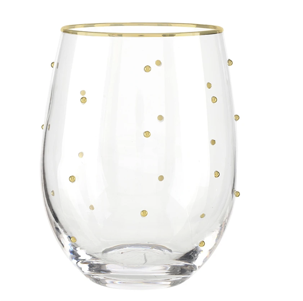 Gold Dotted Wine Glass