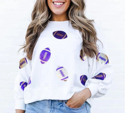 Millie Purple and Gold Football Sweatshirt