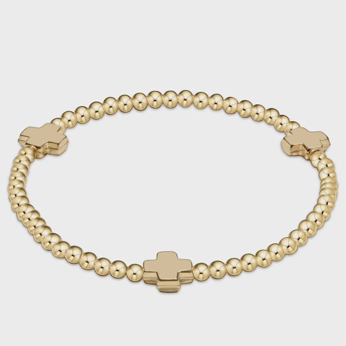 Signature Cross Gold Pattern Bracelet 3mm