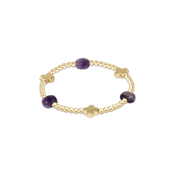 Signature Cross Admire 3mm Amethyst Gold Bead Bracelet