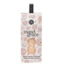 Product packaging by Bridgewater Candle Company for the Sweet Grace Body Wash Sponge soap featuring a pink and beige circular bubble pattern, a black fabric hanging strap, and an hourglass-shaped window revealing the textured sponge inside