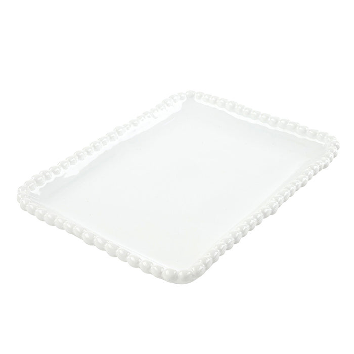 Ceramic Beaded Small Platter 8"