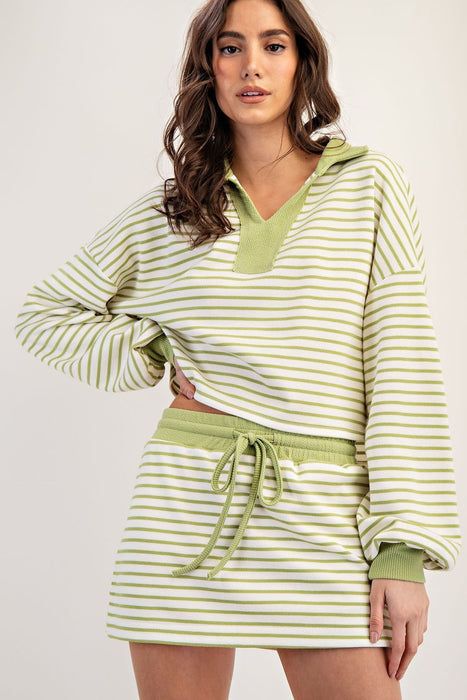 Striped Drawstring Mini Skort