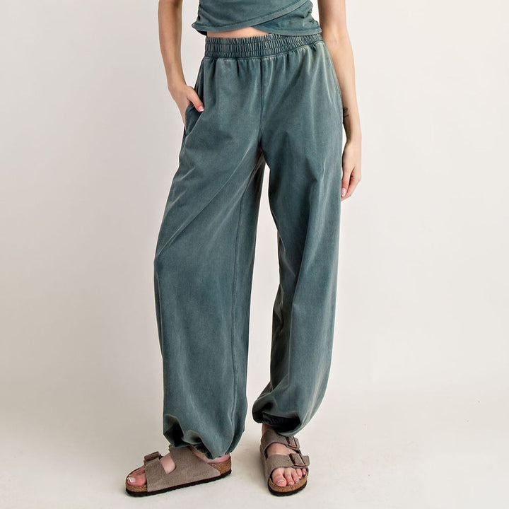 Mineral Washed Short Sleeve Wrap Top