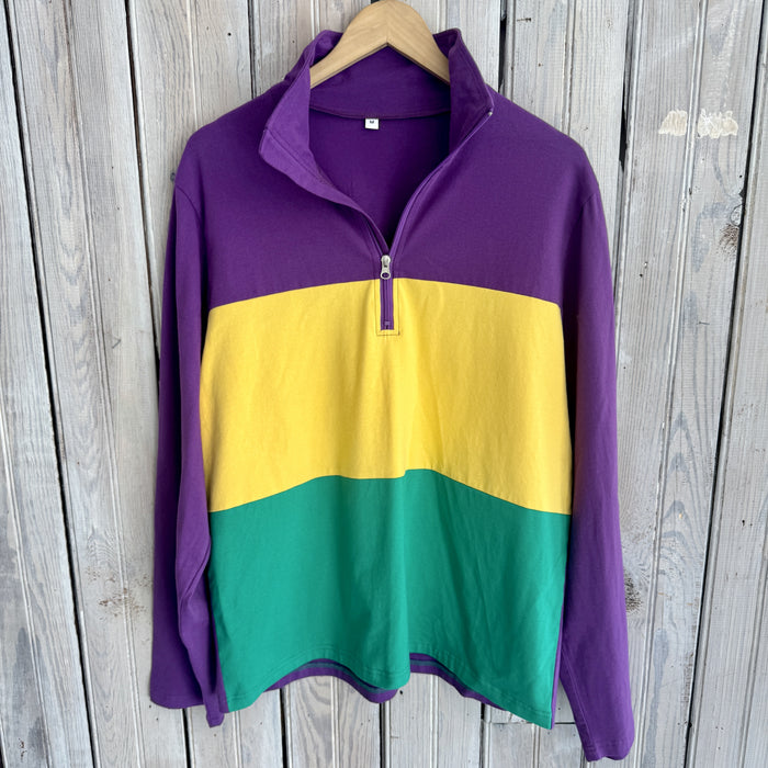 Unisex Mardi Gras Colorblock 1/4 Zip