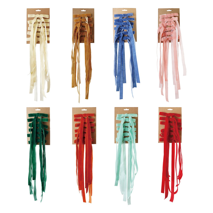 Velvet Clip On Bow - Set of 8